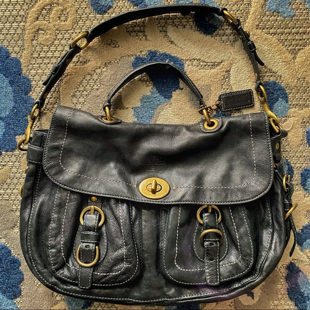 Coach Black Legacy Leather Purse Bag Hobo Garcia